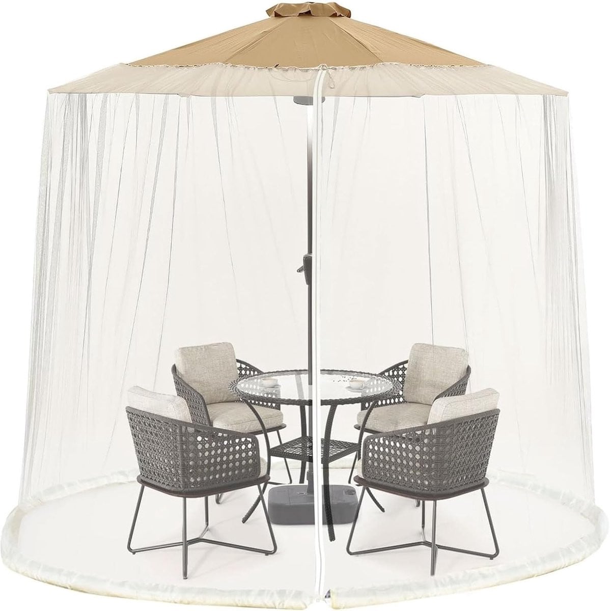 Klamboe Terrasparasol - Zwart Insectennet voor 360 Graden Bescherming