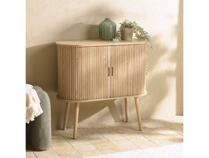 Agathe - Buffet Ovale 80x33cm En Bois Couleur Naturelle