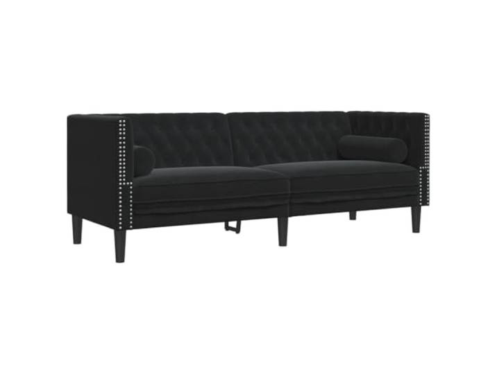 vidaXL Chesterfield-Sofa mit Nackenrollen 3-Sitzer Schwarz Samt