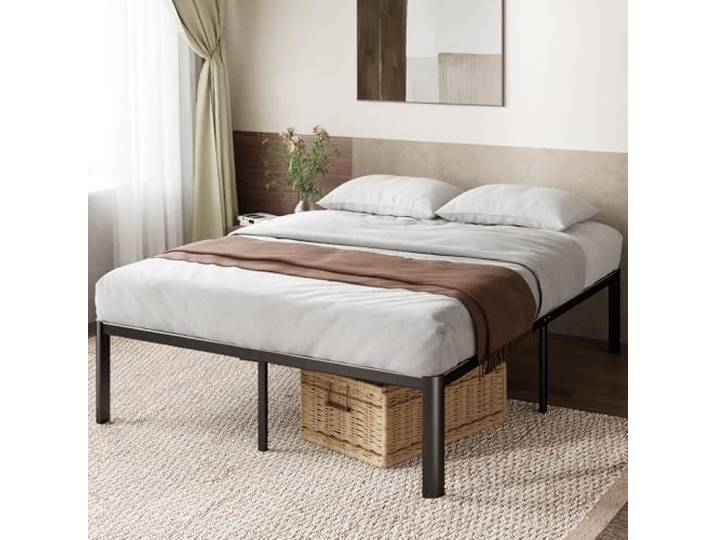 Zinus Van King Size Bettrahmen – Bett 150 x 200 cm – 41 cm Höhe mit Unterbettkommode – Metall-Plattform-Bettrahmen – Schwarz