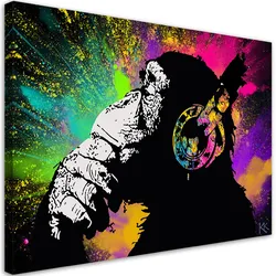 LEINWANDBILD Banksy Buntes Affe 120x80cm