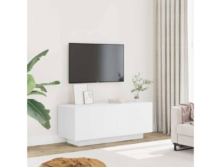 HEFZGDB TV-Schrank Weiß 100x35x40 cm Holzwerkstoff mit Stauraum Fächern, Stilvolles Design für Wohnraum, Modularer Aufbau, Medienboard