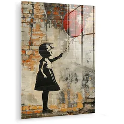 ACRYLGLASBILD Graffiti - Banksy - Mädchen - Straßenkunst 60x80 cm