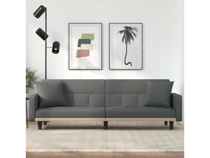 Zerodis Canapé-lit avec coussins gris foncé tissu HB042
