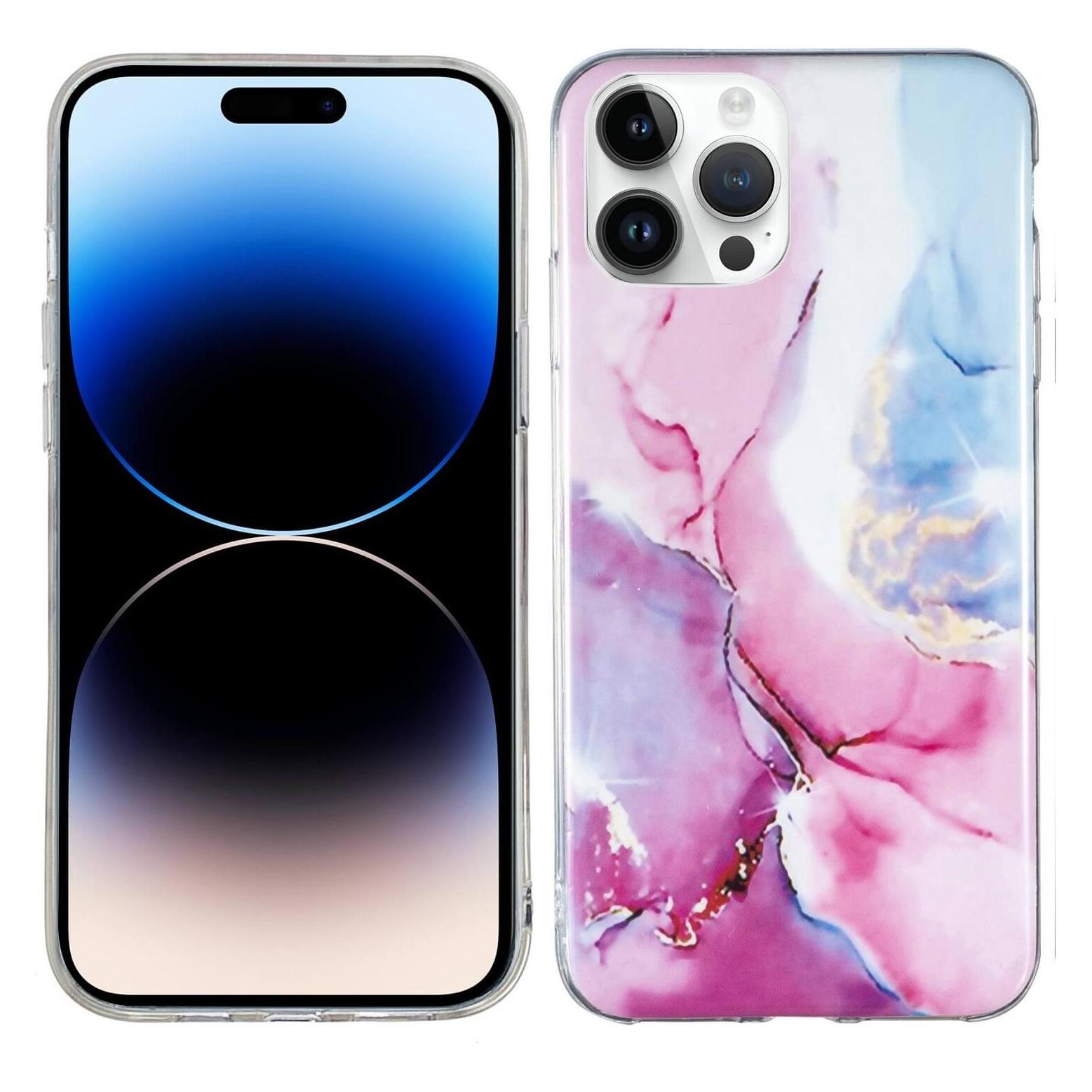Cover-Discount iPhone 14 Pro - Silikon Gummi Case Pink Marble (Apple iPhone 14 Pro) (EDA003356503D)