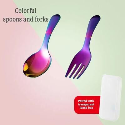 Uplift Picks Portable Stainless Steel Tableware Camping Spoon And Fork Travel Set purple