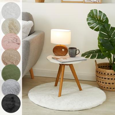 Fellteppich LUXOR LIVING "Novara", weiß (altweiß), H:25mm Ø:80cm, Kunstfaser, Teppiche, Fellteppich, Kunstfell, Kaninchenfell-Haptik, besonders weicher Hochflor