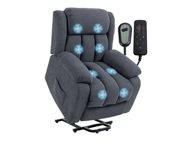 BAYMATE Massagesessel Elektrisch verstellbarer Aufstehsessel mit Massage- und Wärmefunktion (verstellbarer Neigung, Fußstütze, Fernbedienung, grün)