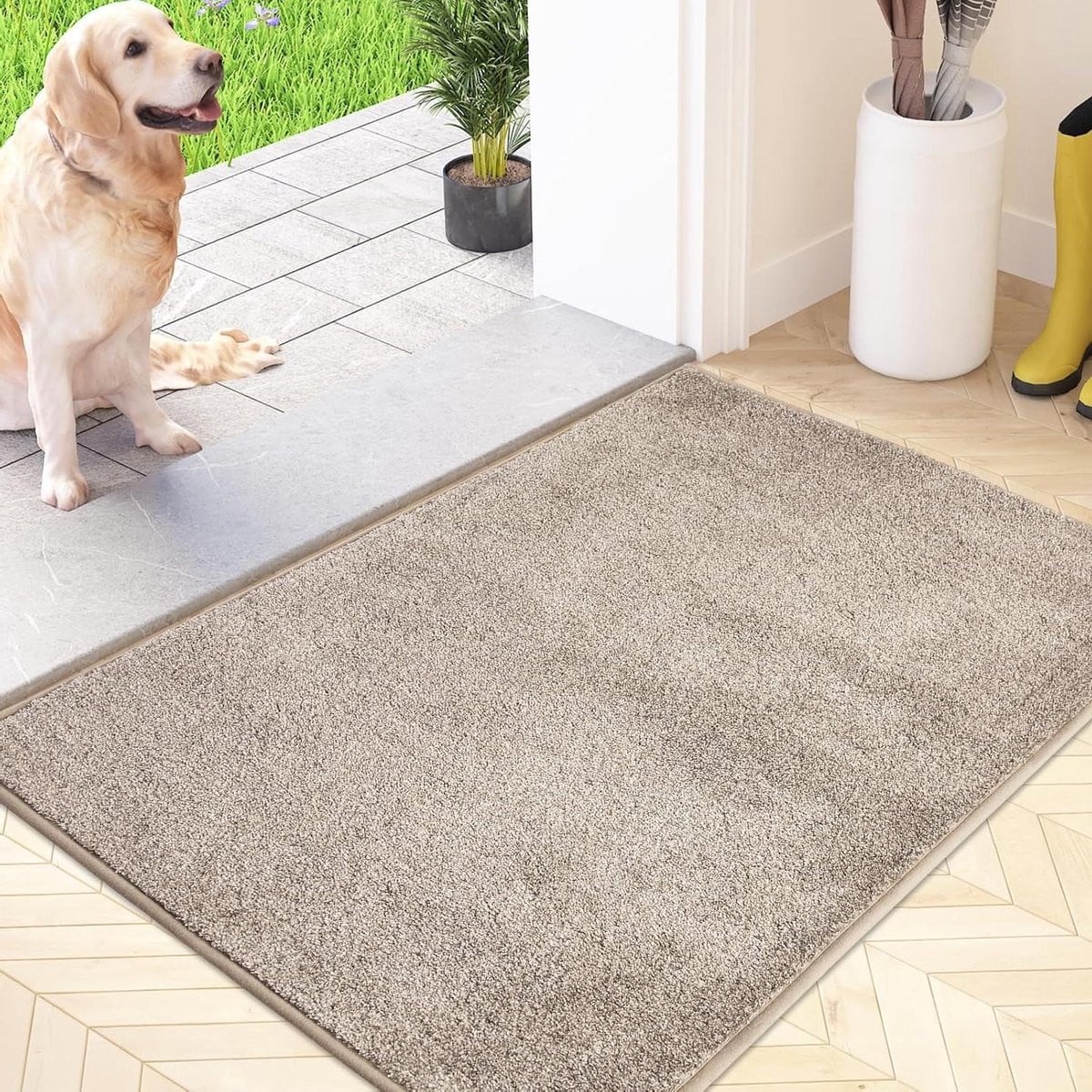 Beige voetenmat en deurmat die vuil vang en water absorbeert - 50 x 80 cm