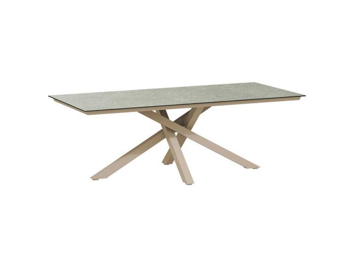 Tierra Outdoor Loungetisch, Grau, Champagner, Metall, Kunststoff, rechteckig, Sternfuss, 100x75x180 cm, lichtecht, rostfrei, wetterbeständig, Gartenmöbel, Loungemöbel, Lounge-Serien