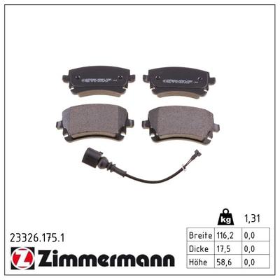 ZIMMERMANN Bremsbelagsatz, Scheibenbremse Hinterachse 23326.175.1 für VAG