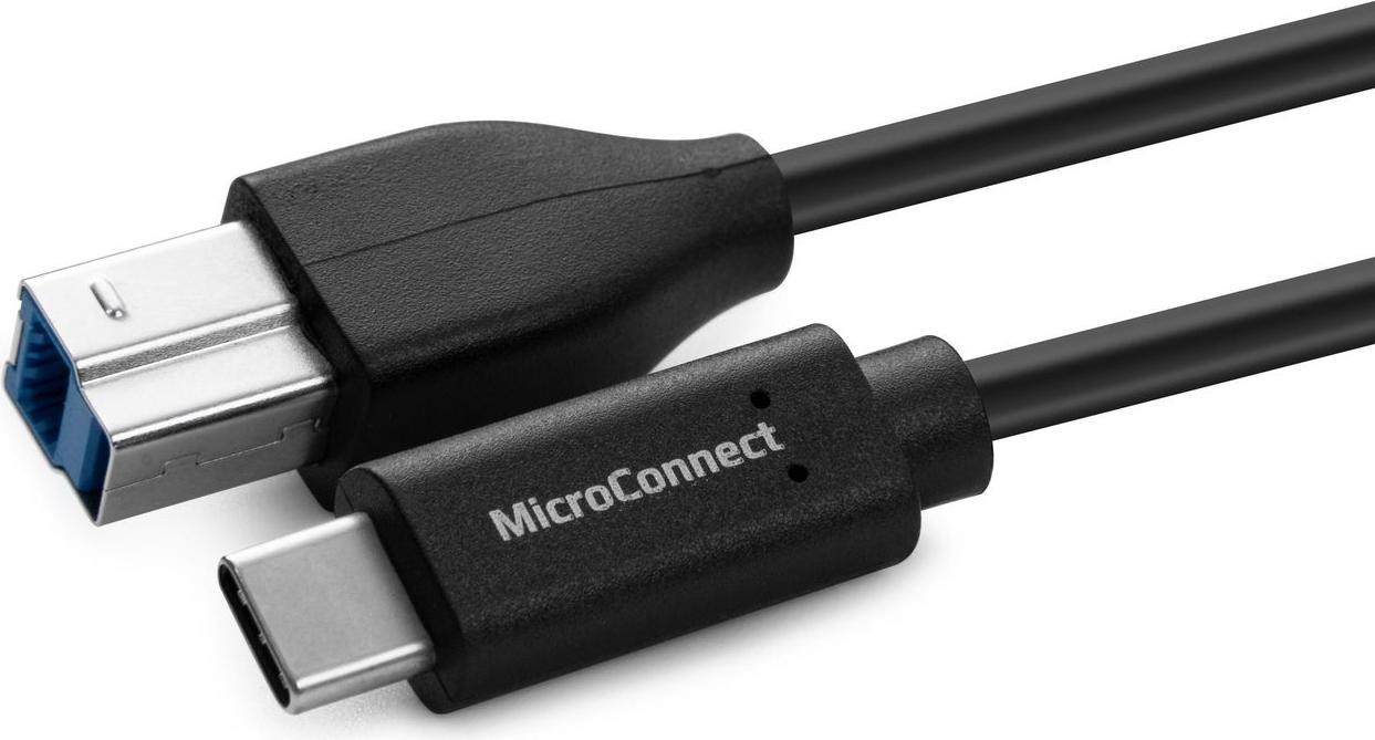 MicroConnect USB 3.1 Gen 1 kabel, USB-C naar USB-B, 3 meter, zwart