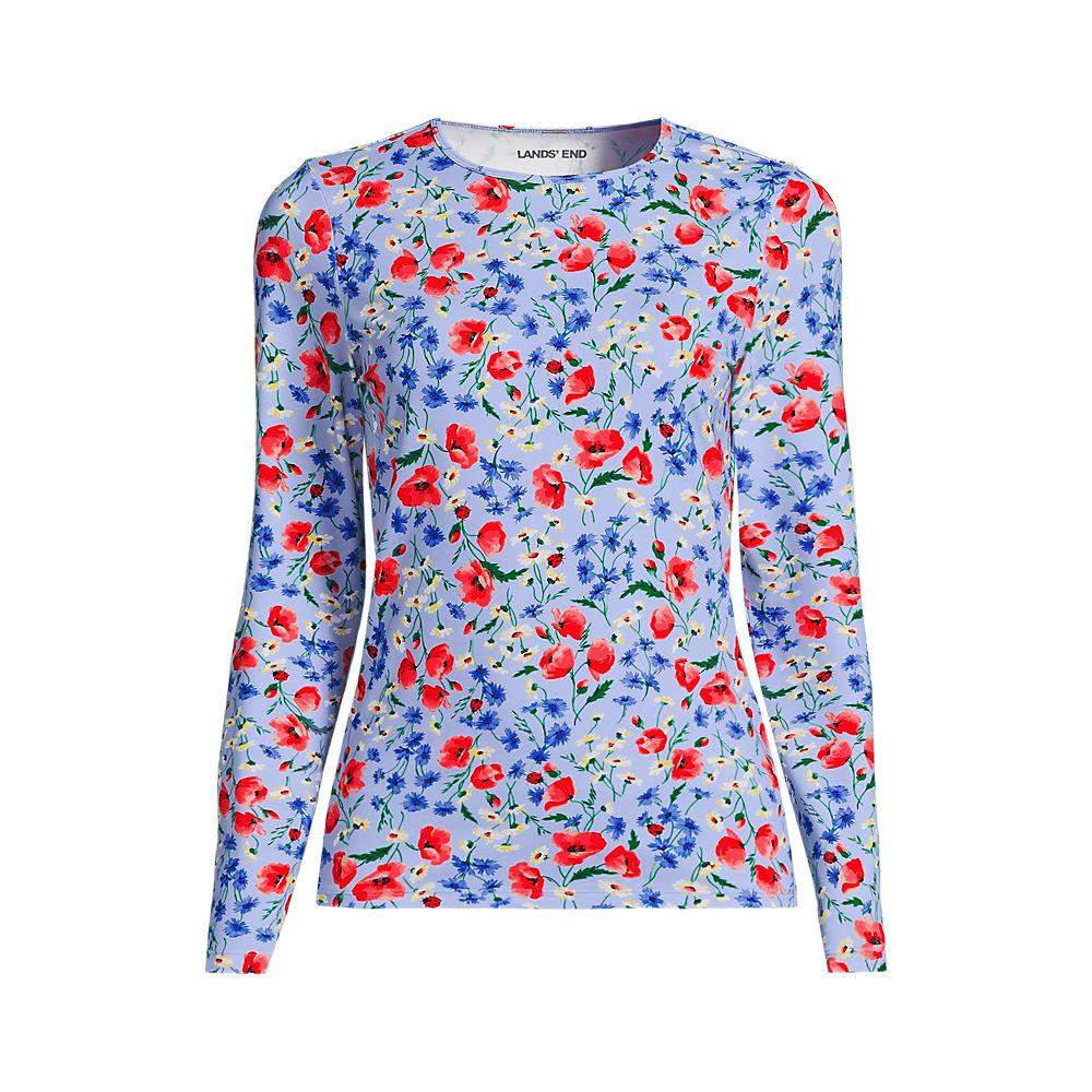 Schnelltrocknendes UPF 50 Sonnenschutz-Badeshirt für Damen in Plus-Größe, Damen, size: plus, Blau, Nylon-Mischung, by Lands' End