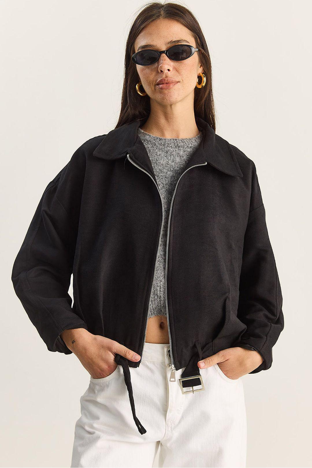 Oversized Faux Suède Jacket