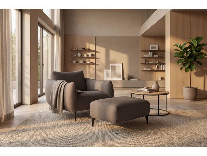 Pouf 88 x 44 x 65cm Marron Tissu Stormy: Marron