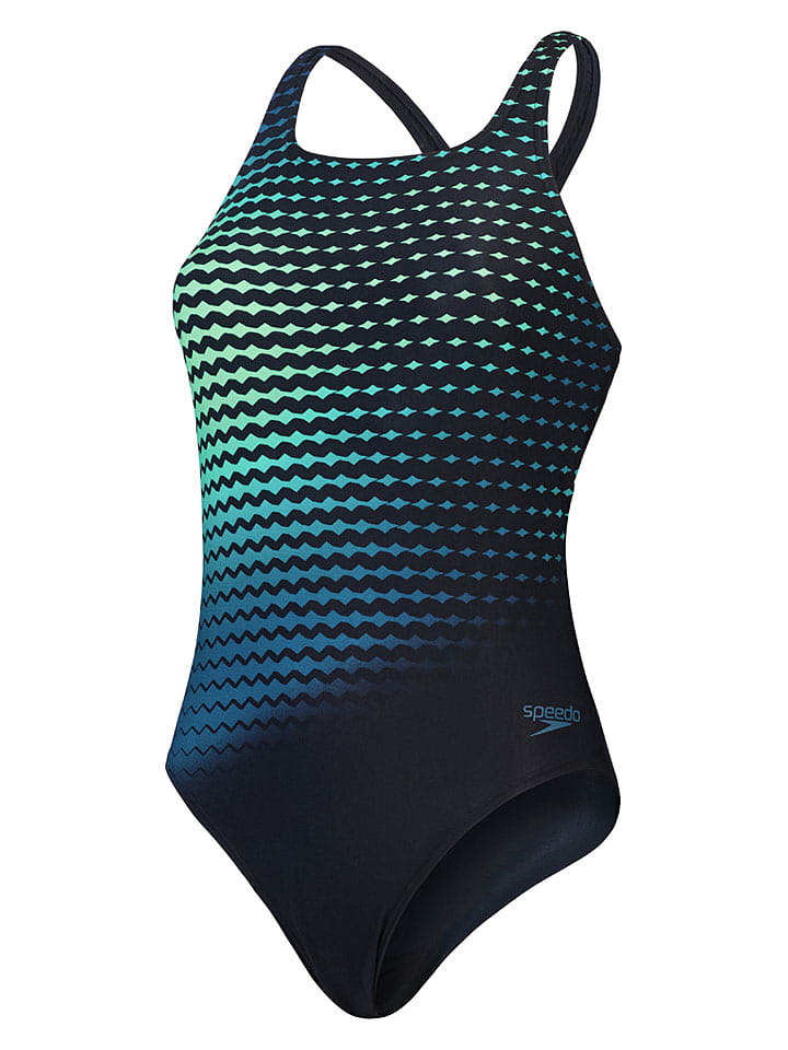 Speedo Badeanzug "Medalist" in Dunkelblau/ Grün - 38