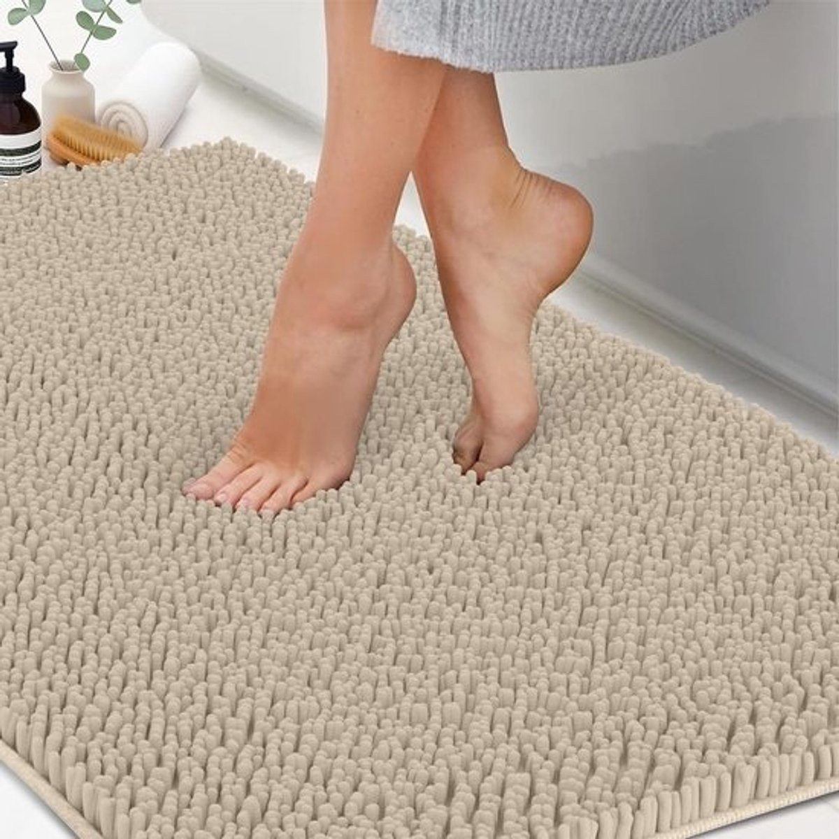 Pluche microvezel lange loper - Antislip en absorberende badmat voor badkamer, douche of slaapkamer