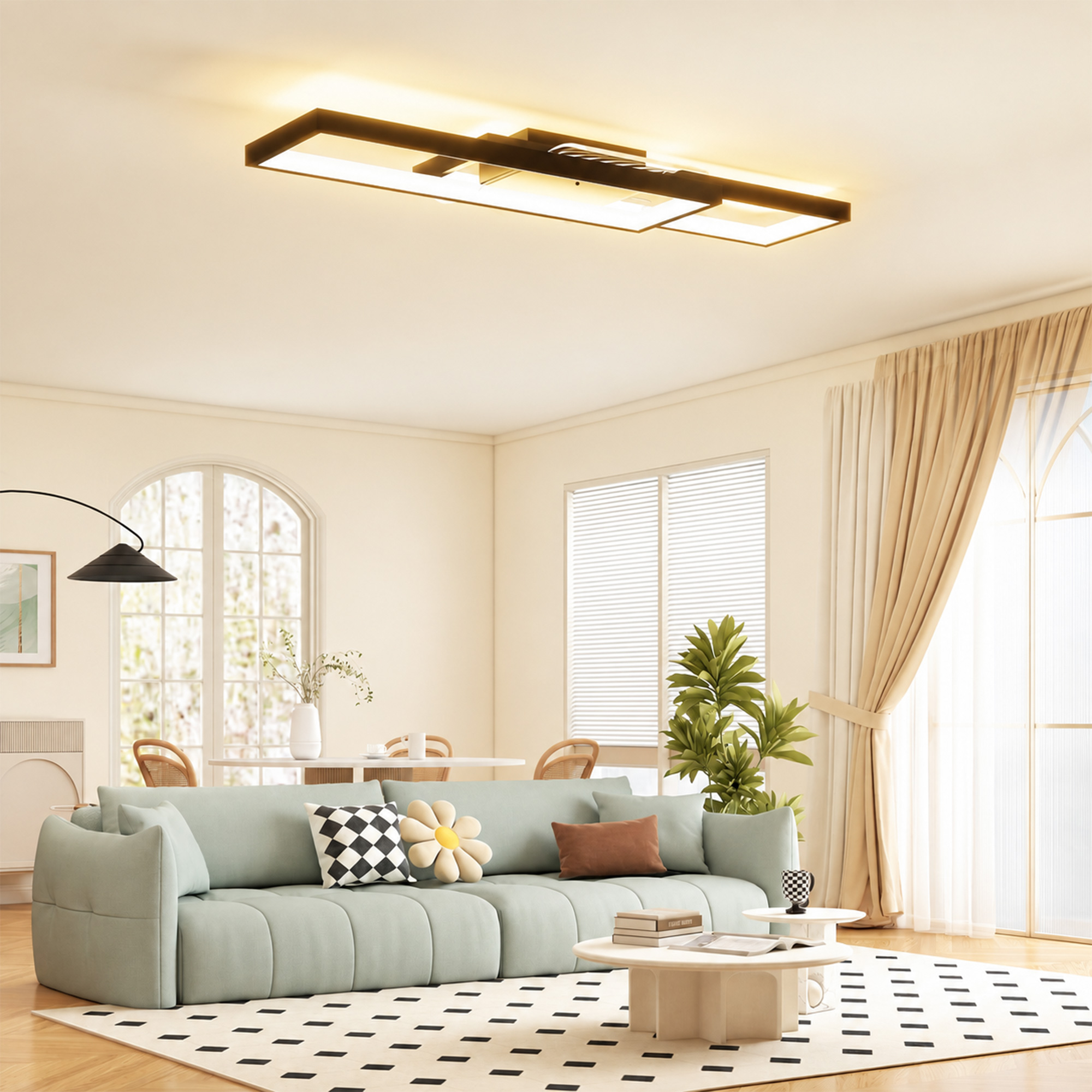 Homcom Lampada LED a Soffitto Dimmerabile 3000-6000K con Telecomando e Interruttore, 70x30 cm, Nero   Aosom Italy