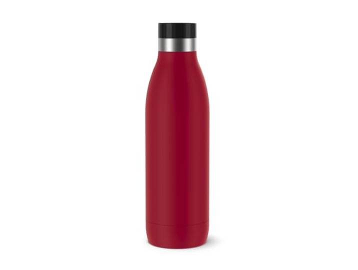 Emsa Bludrop Trinkflasche, 0,7 Liter, 100% dicht, Quick-Press Verschluss, Ergonomischer 360° Trinkgenuss, 12h warm, 24h kühl, einfache Reinigung, Edelstahl, Pulverbeschichtung, Dunkelrot, N31129