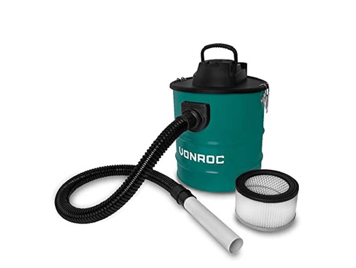 VONROC Aszuiger 1600 W - tank van 20 l, 3 m toevoerkabel, 1,2 m slang en aluminium mondstuk - voor open haard, haard, barbecue en werkplaats