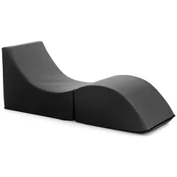 Dmora Klappbett Andreina, Puff umwandelbar in Einzelbett, 100% Made in Italy, Puff, Cm 130x50h50, Schwarz