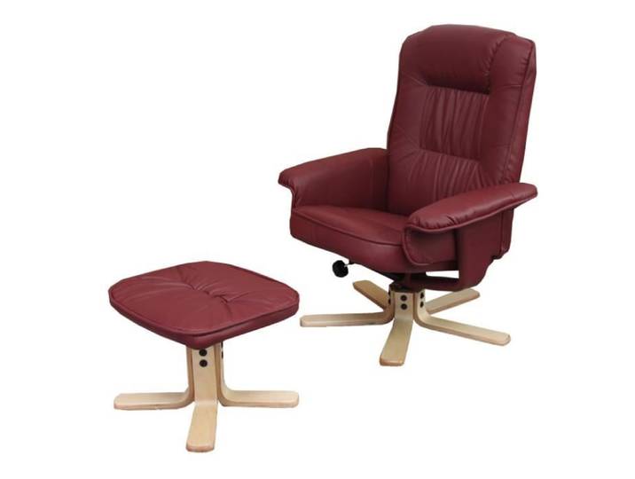 MCW Fauteuil relax /de relaxation M56 avec pouf simili-cuir ~ bordeaux