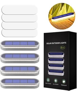 Perfect Picks Market Solar Step Lights Waterproof IP68 Warm White LED Pathway Lights For Stairs & Walkways 4 Pack