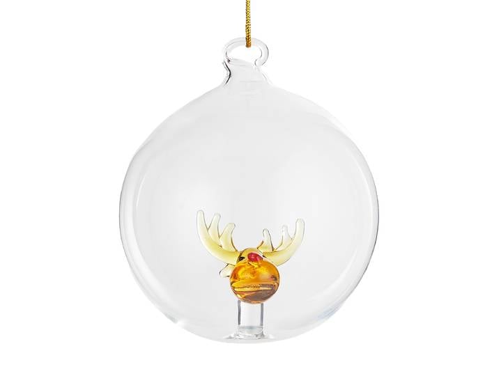 Boule en verre renne Ø 9cm Transparent