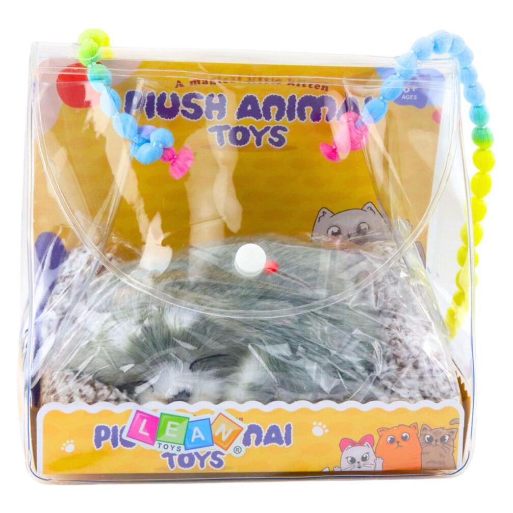 Lean Toys Schlafender Husky auf einem Kissen, Figur mit Fellbeutel und Geräuschen (LEA27896-uniw)