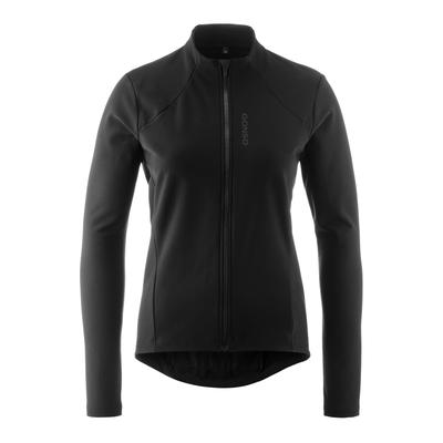 Radtrikot GONSO "SITIVO TRIKOT THERM W", Damen, Gr. 44, schwarz, 57% Polyamid, 28% Polyester, 15% Elasthan, Rundhals, Trikots, Damen Fahrradtrikot langarm, isolierendes Full-Zip Trikot, Tight Fit