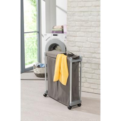 Rollwagen RUCO, grau (aluminiumfarben, grau), B:19cm H:68cm T:65cm, Aluminium, Kunststoff, Rollwagen, Rollwagen, Aluminium/Kunststoff, mit zwei abnehmbaren Stoffbeuteln (2x30 Liter)