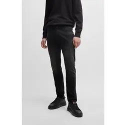 HUGO für Herren. 50524229 Extra schmal geschnittene Jeans aus tiefschwarzem Stretch-Denim (32/32), Lässig, Bio-Baumwolle, Nachhaltig