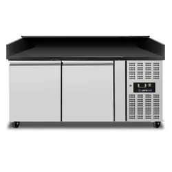 Pizza Theke 2 Türen 151x80x100cm Schwarz Granit 390L Edelstahl