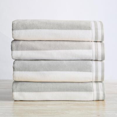 Linery & Co. 100% Cotton Velour Cabana Stripe Beach Towel