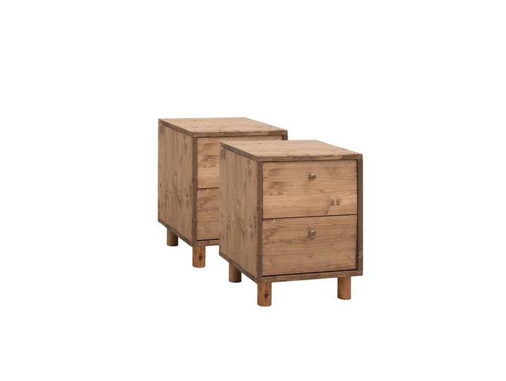 Ensemble 2 tables de chevet en bois marron 51x38cm