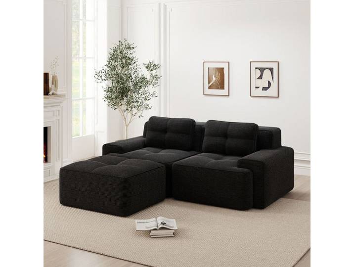 Bladez – Canapé d'angle modulable en L – Confortable et moelleux – Canapé nuage – Idéal pour le salon ou le bureau – Noir