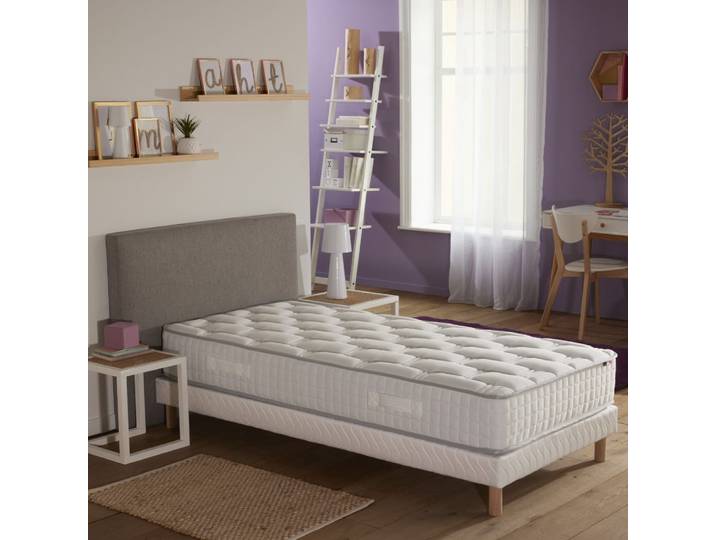 Ensemble matelas ressorts cosmos + sommier 90x190 sommier blanc