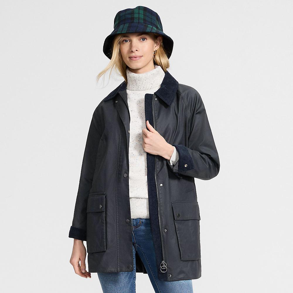 Lange Wachsjacke aus Baumwolle für Damen, Damen, size: regular, Blau, Baumwoll-Mischung/Polyester-Mischung, by Lands' End