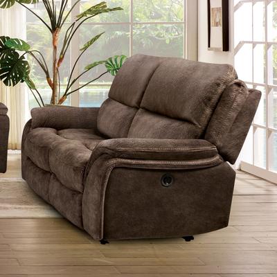 Furniture of America Kaen Transitional 2-Seater Manual Recliner Loveseat with Pillow Top Arms