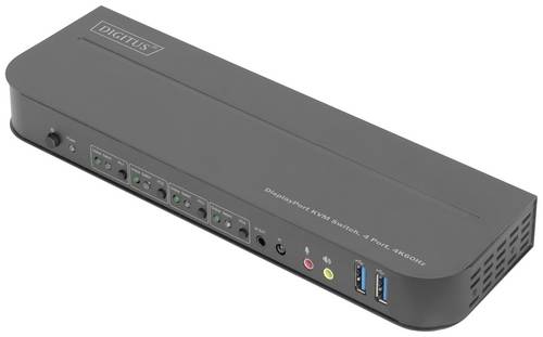 DIGITUS KVM Switch 4-Port, 4K60Hz, 4x DP in, 1x DP/HDMI out Signalsteuerung KVM KVM Switches