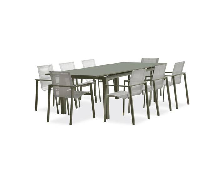 Ensemble repas de jardin en aluminium - Kaki - MIAMI