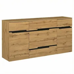 SIDEBOARD 160x80 cm in Holzoptik & Schwarz