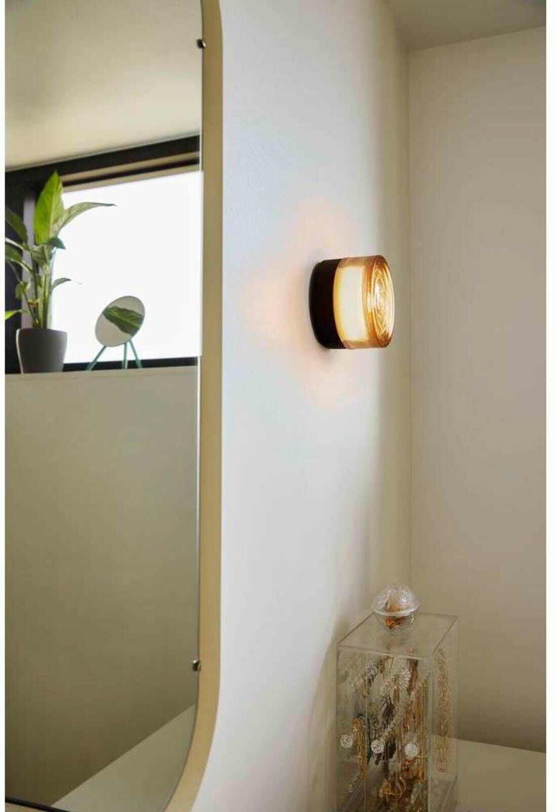 LOOM DESIGN plafón LED Otto Wave, ámbar, IP65 atenuable, Crema / Ámbar, Vidrio, Moderno, Lámparas de techo LED