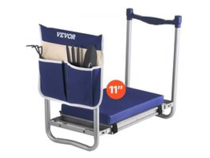 VEVOR Kniebank 585x300x485 mm, Kniekissen 279x385mm Kniepolster, Kniehilfe Gartenarbeit bis 160 kg, klappbarer Gartensitz mit 1 Werkzeugtasche, Arbeitshocker lindert Knie- & Rückenschmerzen