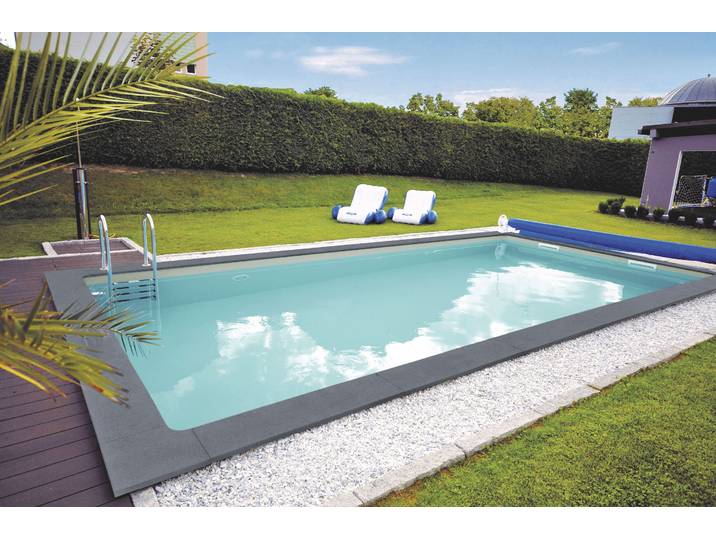 Schwimmbecken KWAD STYROPORSTEIN POOL ALL INCLUSIVE, BxLxH: 300x600x150 cm , weiß, B:300cm H:150cm L:600cm, Schwimmbecken, Schwimmbecken, mit Edelstahlleiter, inkl. Beckenrandsteine & Poolbeleuchtung