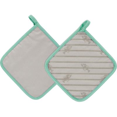 Topflappen VOSSEN "SET Oven Chic 2x Topflappen", grau (stone), B:20cm L:20cm, Obermaterial: 100% Baumwolle, Topflappen, mit Silikonbeschichtung im Lobster-Design, Hitzebeständig bis 250