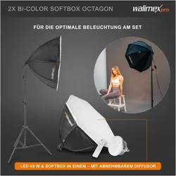 Wiltec LED 45W Octagon Studio Kit 1 (Softbox, 65 cm), Softbox + Reflektor