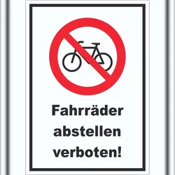 HB-Druck Fahrräder abstellen verboten Aufkleber A9 (37x52mm)