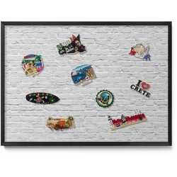 MAGNETTAFEL 70x50 cm Schwarzer Rahmen Ziegelwand Helle Wand