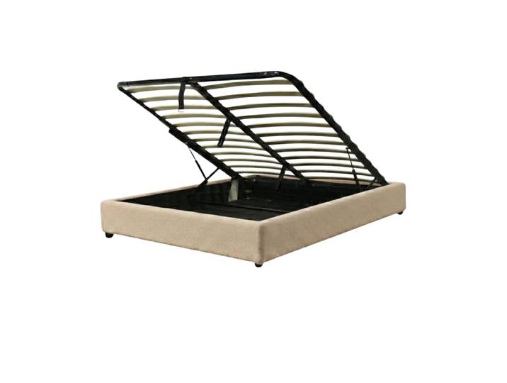 Lit coffre en bouclette sable 90x190cm